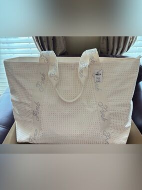 PINK Victoria's Secret White Logo Strap Tote